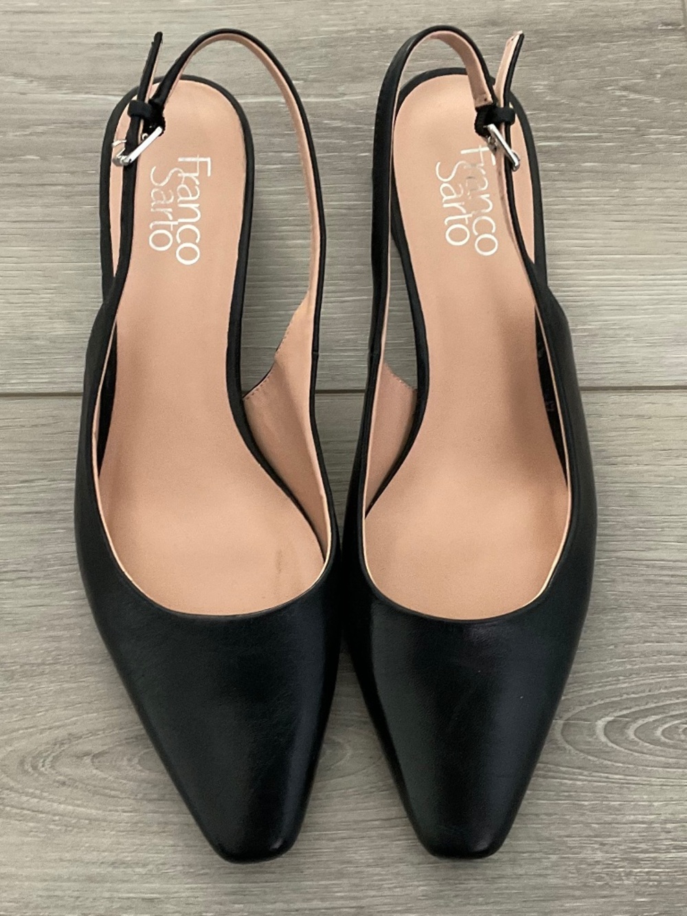 FRANCO SARTO Jacer Slingback Pump Block Heel in Black Leather Size 9.5 - Picture 3 of 14